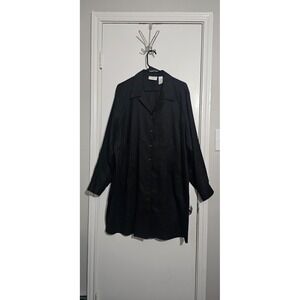 Liz Claiborne Women's Linen Shirt Dress Sz 18 Midi Pleated Minimalist Coastal